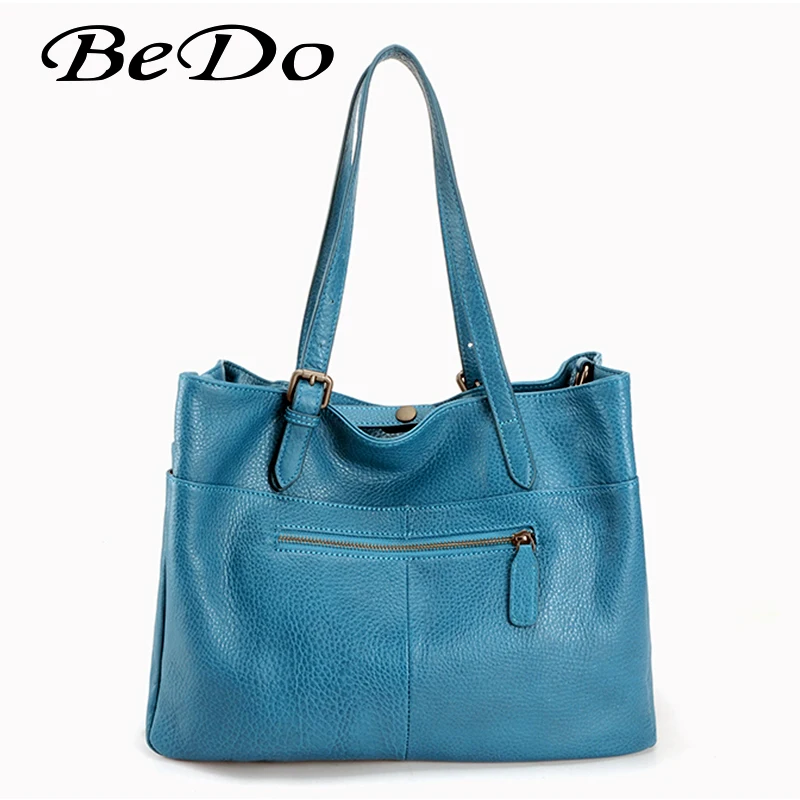 

BeDo Lady Simple Genuine Leather Handbag Black Brand Designer Beach Bag Handbags Real Leather Women Handbags