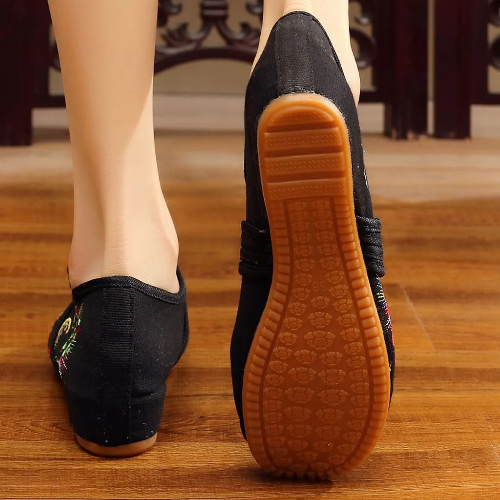Женские туфли на плоской подошве с цветочной вышивкой в стиле «Старый Пекин»; винтажные Женские Повседневные Дышащие свадебные туфли с двумя пряжками;# N3