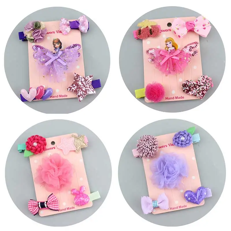 5 шт. заколка для волос малышей комплект маленьких девочек с бантом мини детские
