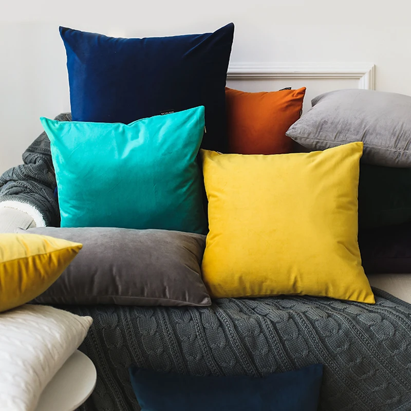 Nordic Velvet Solid Color Pillow Modern Minimalist Fabric Bed Back