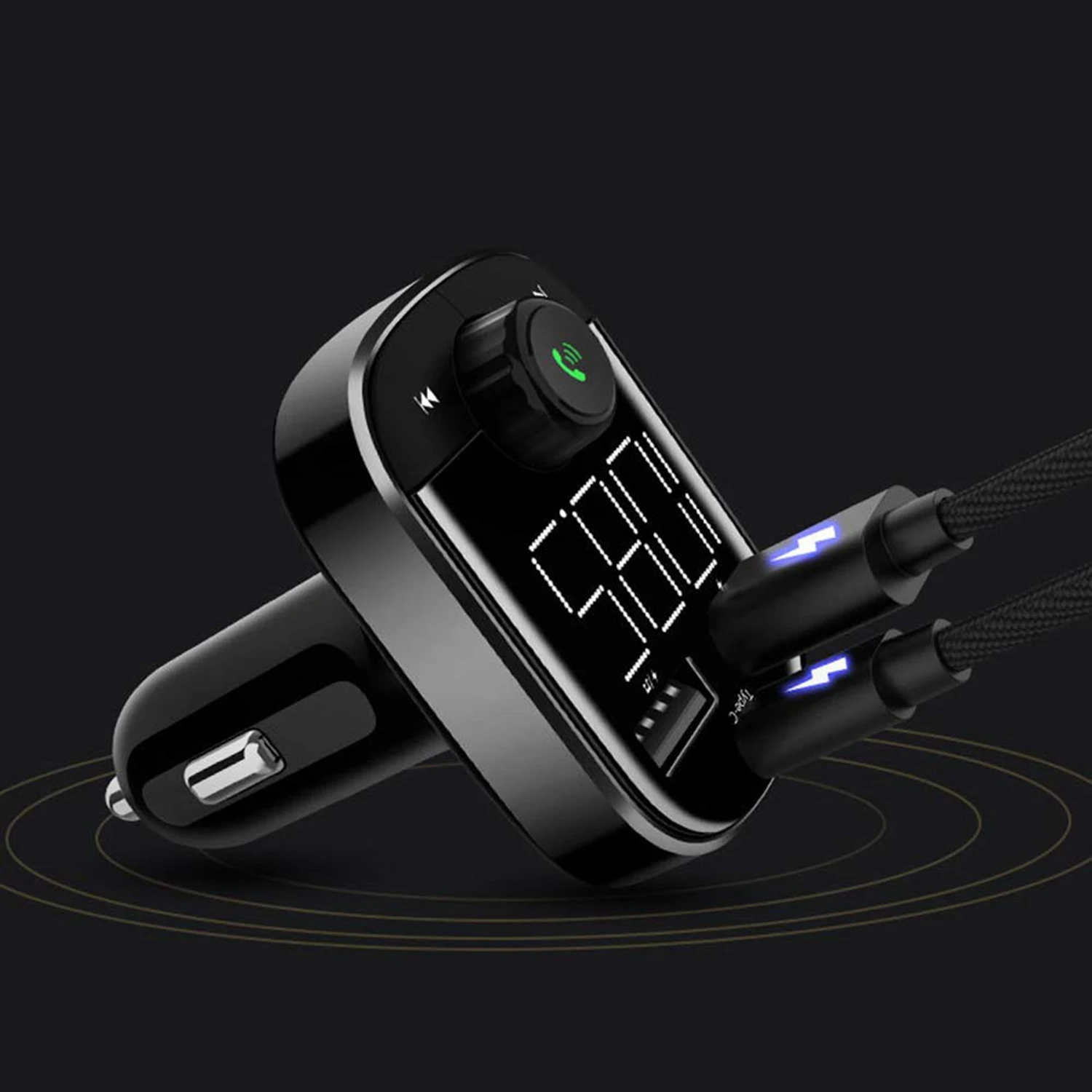 Fm-передатчик, Bluetooth, гарнитура, автомобильный комплект, автомобильный аудио mp3-плеер, type-C, быстрая зарядка, двойной Usb 4,2 A, автомобильное зарядное устройство, Bluetooth