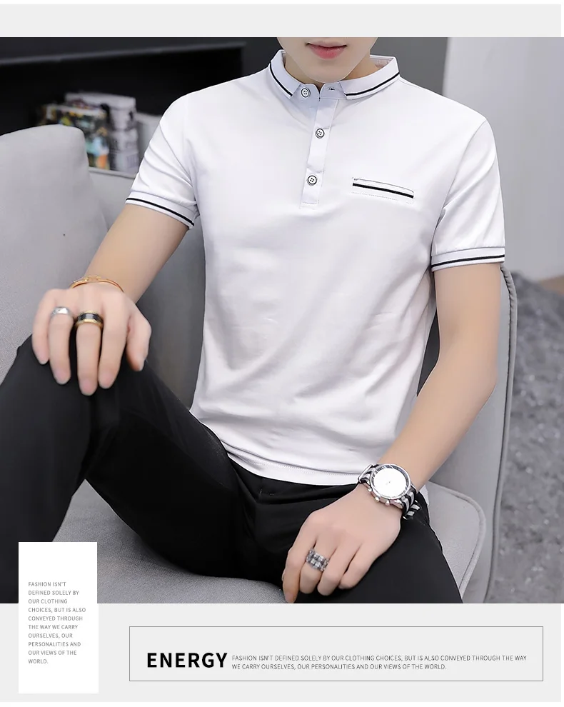 Топ Мода Мужская рубашка поло сплошной цвет Slim Fit Мужское поло с коротким рукавом мерсеризованный хлопок Повседневная рубашка поло Мужская s M-3XL