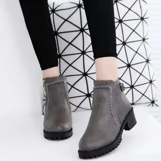 2019New Arrivals Plus Size Ankle Boots Women Platform High Heels Buckle Shoes Thick Heel Short Boot Ladies Casual Footwear