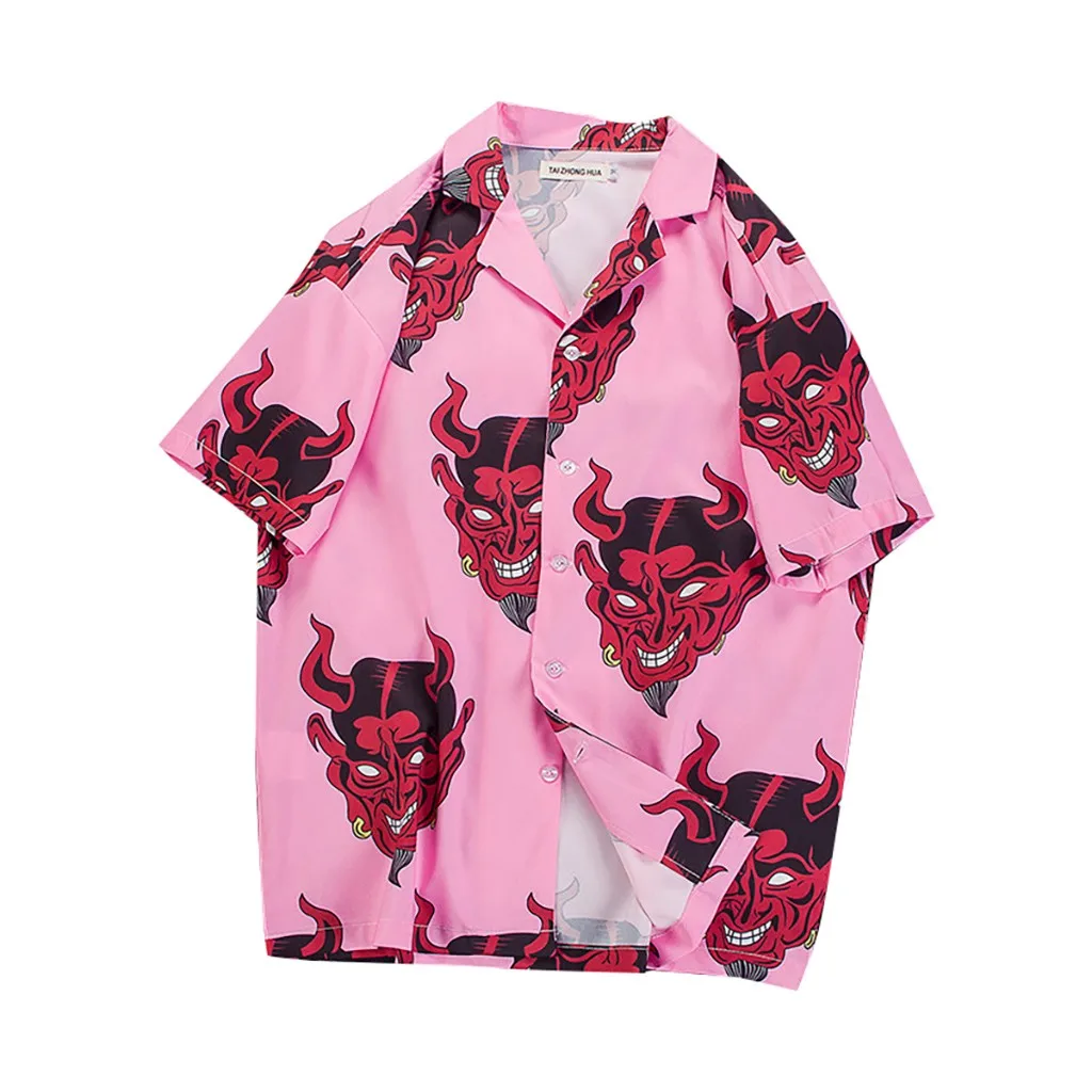 Мужская рубашка Летняя Модная рубашка повседневная с коротким рукавом пляжный топ Свободная блуза 2019 Мужская брендовая одежда
