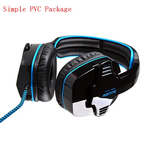 Blue PVC Package SADES SA-901, игровые наушники, USB разъем, 7,1, объемные, стерео, глубокий бас, игровая гарнитура, наушники с микрофоном для ПК, компьютера, геймера - Цвет: Blue PVC Package