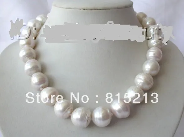 

FREE SHIPPING>>>@@ > N353 stunning big 17mm baroque round white reborn keshi freshwater pearl necklace