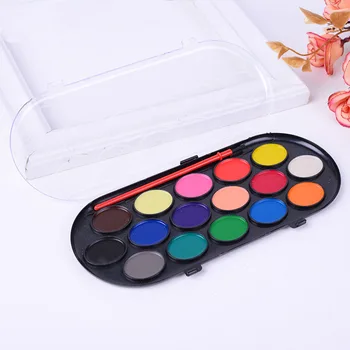 

16 Colors Professional Solid Watercolor Paints Paint Box with Paintbrush Bright Color Portable Sketch Color Art Supplies Tools