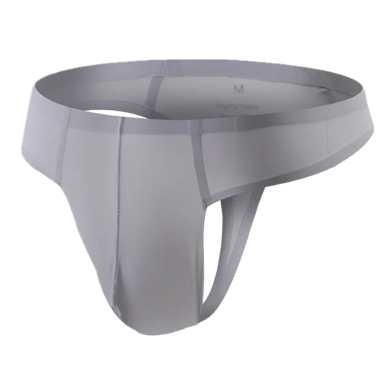 

Sexy Gay Underwear Men G-string Thongs Lingerie Solid Ice Silk Semi-transparent T-panties Pouch Seamless Underpants M-XL