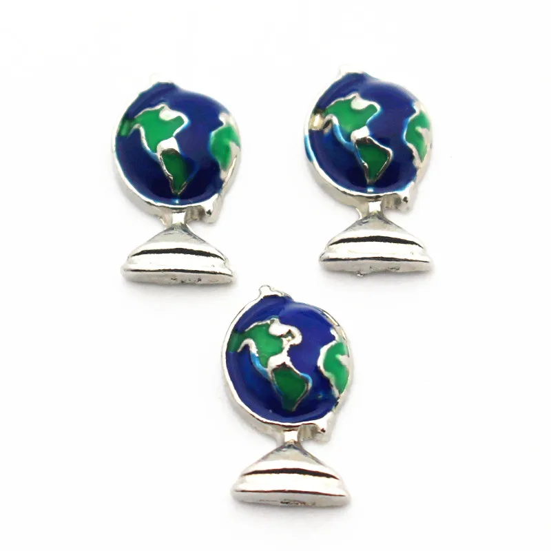

New Arrived 10pcs/lot Metal Enamel Tellurion Floating Charms Fit Living Glass Memory Floating Lockets Necklace DIY Jewelry