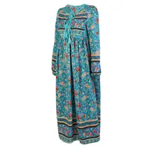 Новинка, женское платье, цветочный принт, длинный рукав, женское платье, v-образный вырез, сексуальные платья, большой размер, богемное, необычное, пляжное платье, Vestido