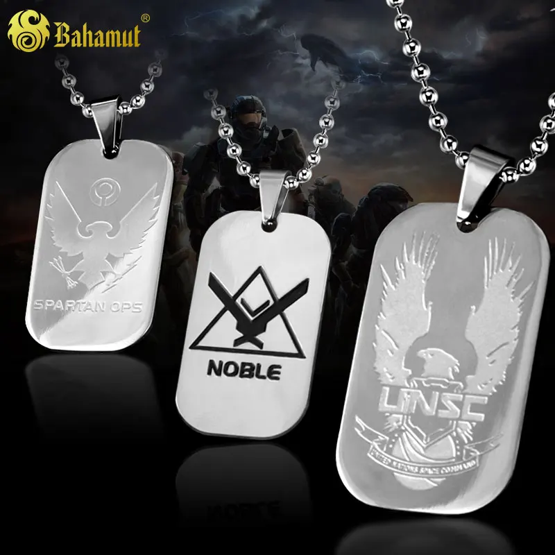 Hot Game Jewelry 3 Styes Halo UNSC Noble Dog Tag Necklace Pendant