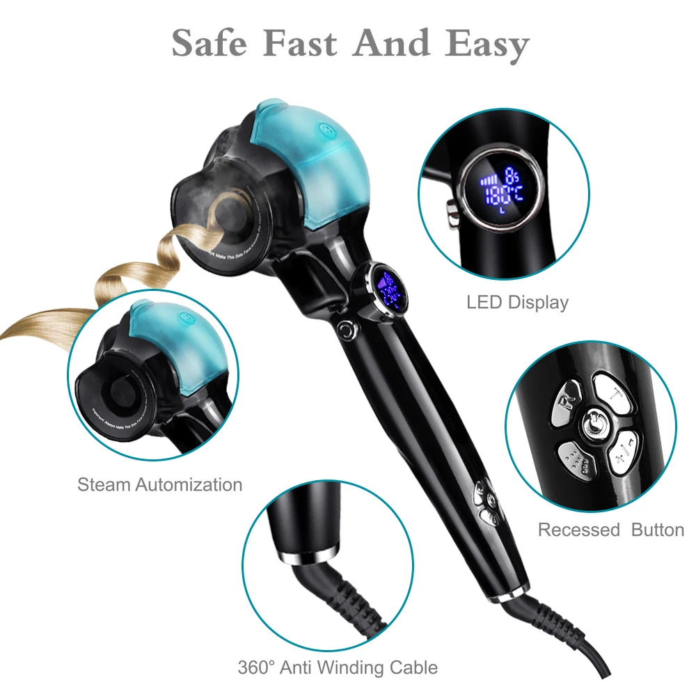 2018 Steam Curling Iron Spray Automatic Hair Curler LED Digital Hair Curling Iron Ceramic