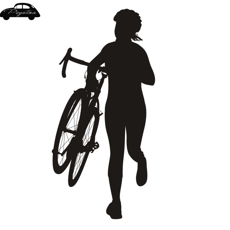 Pegatina Woman Bike Sticker Bicycle Cycling Car Decal Posters Vinyl Wall Decor Mural Sticker