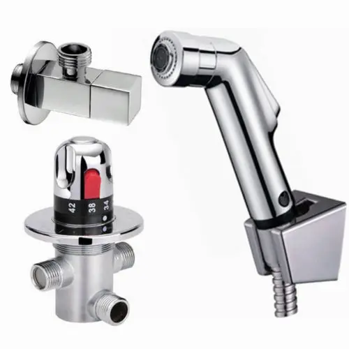 

Free Shipping Thermostatic Mixer Valve Hand held Spray Shower Set Shattaf Two function Bidet Sprayer Jet Tap Douche kit