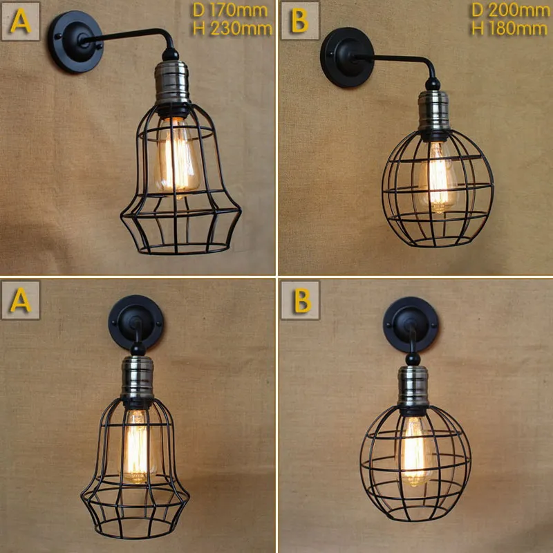 new design antique black metal wire ball wall lamp with long swing arm for workroom bedside bedroom illumination sconce
