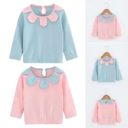 Малыш для маленьких девочек одежда с длинным рукавом пуловер с цветами футболка Топы, одежда для малышей Ropa de bebe нетоксичных материалов