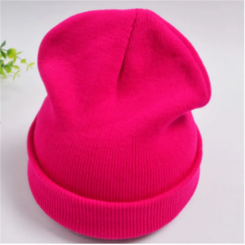 rose Весенне-осенняя женская шапка Skullies Beanie, повседневная однотонная вязаная зимняя шапка, акриловая шапка-носок, женская модная шапка в стиле хип-хоп - Цвет: rose