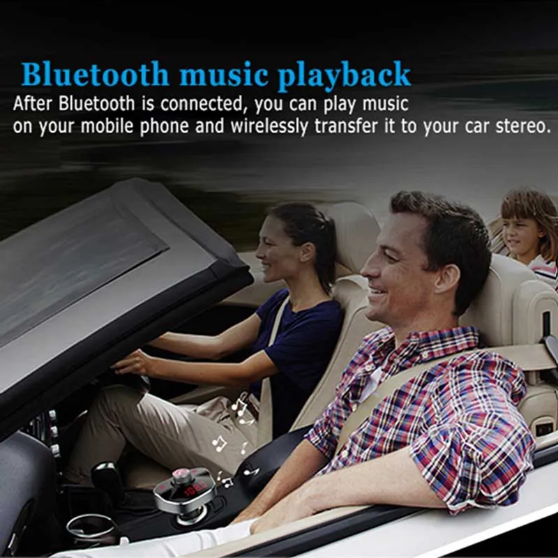 VicTsing Wireless Bluetooth Car FM Transmitter Mp3 Player 5V 3.1A Car Hands-free Dual USB Touch Screen Red Screen Car MP3 Kit    (13)