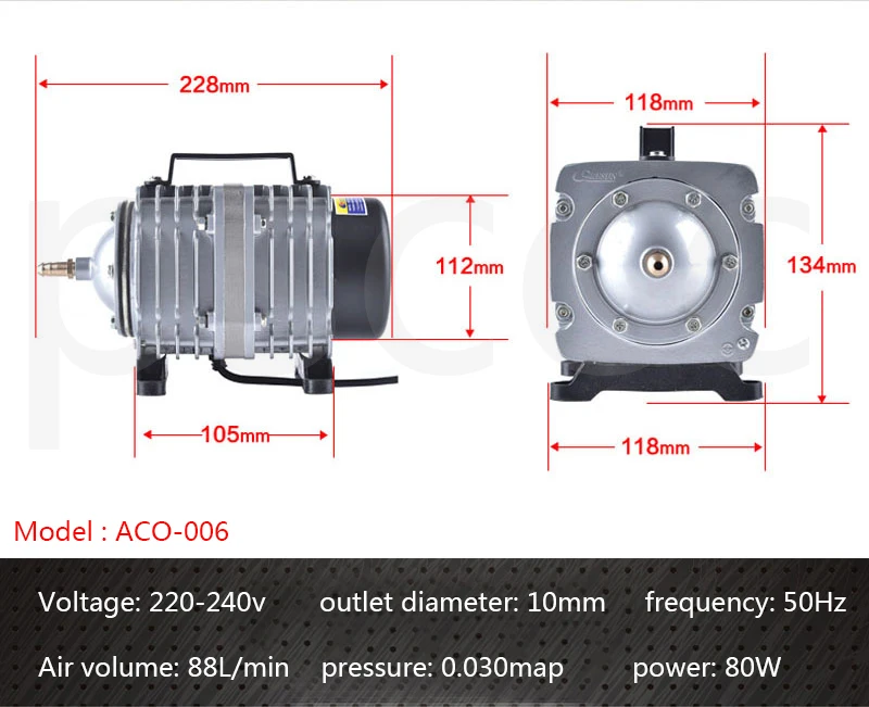 Resun электромагнитный воздушный компрессор насосы ACO-006 ACO006 80 Вт воздушный насос. электромагнитный воздушный компрессор аквариума воздушный насос