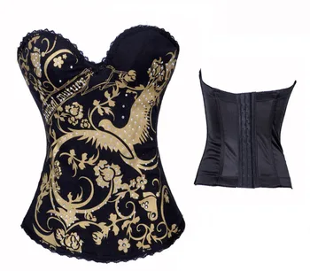 

Sexy Women Corsets Bustiers Gothic Waist Cincher phoenix pattern golden corset overbust Fashion Corselet Party Club Wear Tops