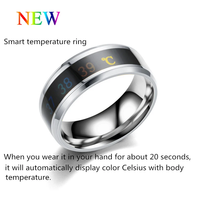 New-Intelligent-Thermometer-temperature-measuring-ring-316L-Stainless-steel-simple-creative-Couple-Engagement-wedding-jewelry-Z4