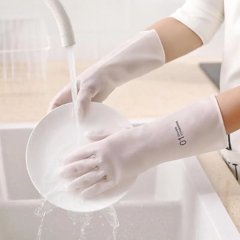 1pcs Household Glove Kitchen Dishwashing Durable Transparent Glove Washing Clothes Cleaning Gloves Supplies