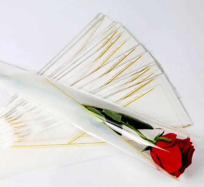 500 шт Цветочные Упаковочные пакеты одиночная Роза сумки цветы Оберточная Бумага День Святого Валентина розовая сумка