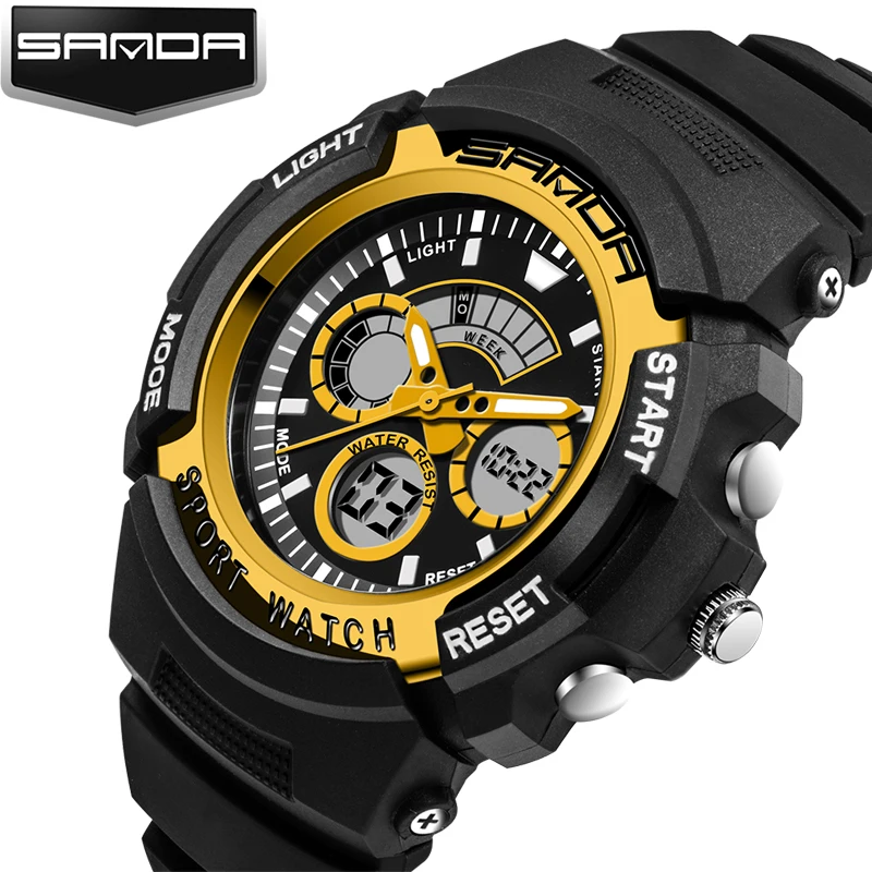 SANDA S SHOCK роскошный бренд унисекс спортивные модные часы цифровой светодиодный наручные часы резиновый ремешок Relogio Masculino