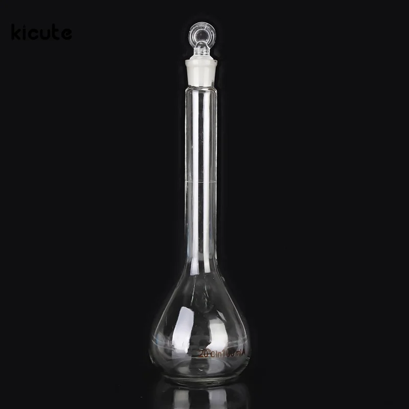 New 100mL Transparent Lab Borosilicate Glass Volumetric Flask with Stopper Office Laboratory