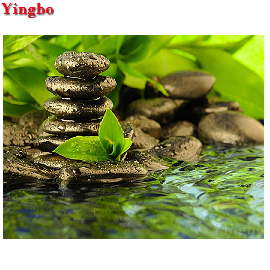 

5D DIY Diamond embroidery Green leaves stone Diamond Painting Cross Stitch Full Square/Round mosaic wall stickers Home Decor