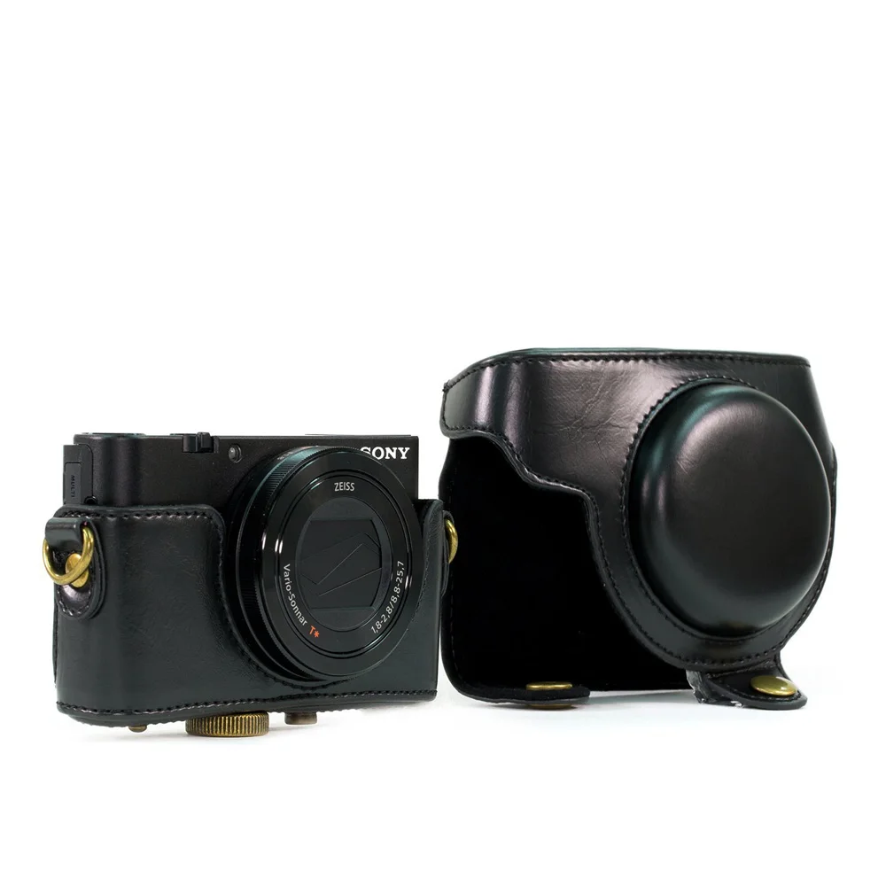 Чехол из искусственной кожи для камеры Sony RX100 RX100II DSC Mark III IV M3 M4|grip straps|leather camera