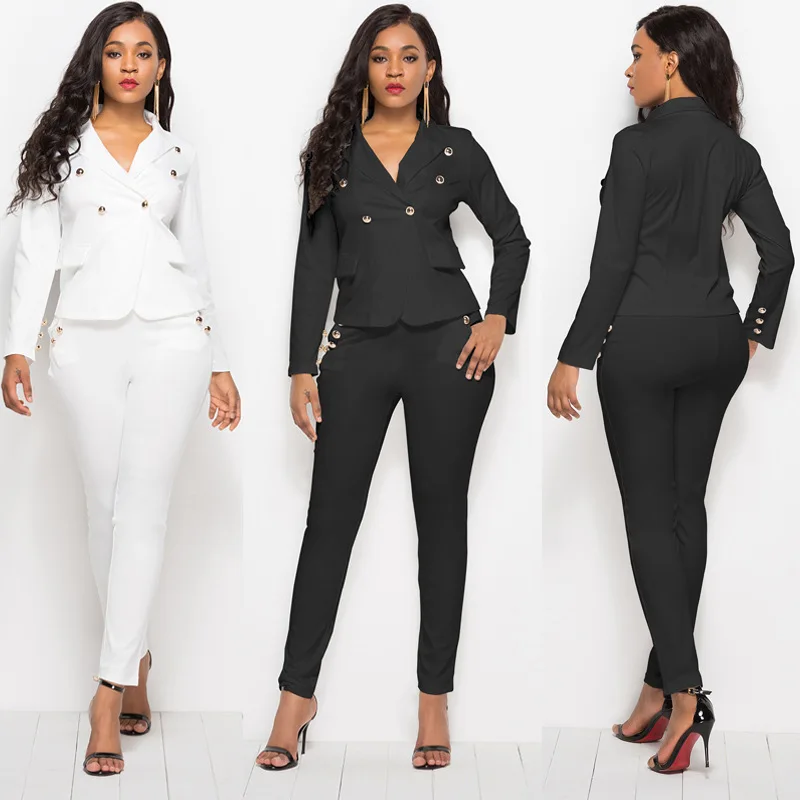 

New hot fashion personality casual Slim solid color single buckle high waist slim tight sexy high waist office women's suit