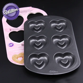 

Wilton Heart Donut Pan, 6-Cavity Non-Stick Heart-Shaped Donut Mold Bagel Mold Cake Pan Chocolate Doughnut Maker Bakeware