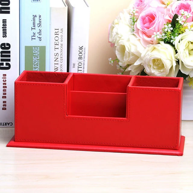 1Pcs Pen Holder Desk Organizer Porta Lapices PU Leather Penholder  Escritorio Accesorio Storage Box Stationery Pencil Holder - AliExpress