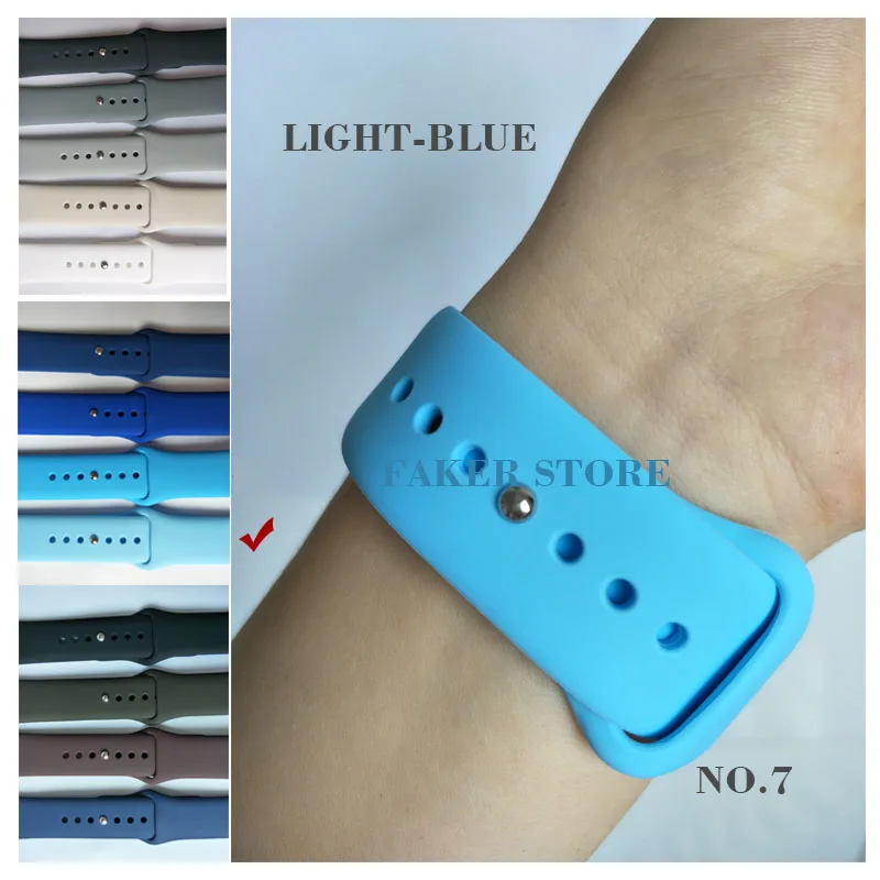 Цветной мягкий силиконовый ремешок для iWatch, спортивный ремешок для Apple Watch, сменный ремешок для Apple Watch 42 мм - Цвет ремешка: 7.Light-Blue
