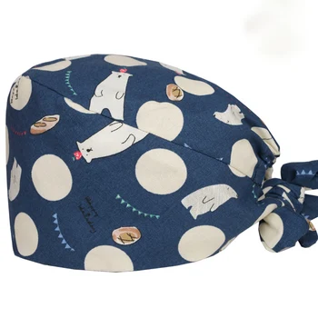 

Polar Bear Veterinary Surgical Cap Medical Scrub Cap Nurse Operating Room Work Hats 100% Cotton Adjustable Female Male Hat