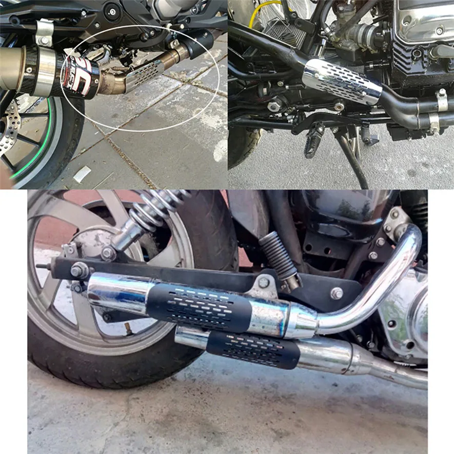 Motorcycle Heel Guard Exhaust Heat Pipe Muffler Shield Link Tube Cover Protector 