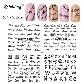 

Rolabling 3D Black Self-adhesive nail sticker Letter design Series nail art stickers design decals Stickers For nail Wraps