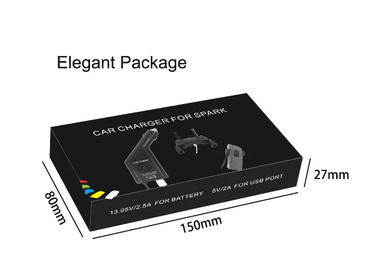 Портативное автомобильное зарядное устройство для DJI Spark Drone батарея пульт дистанционного управления с usb зарядным портом зарядное устройство для путешествий для автомобиля