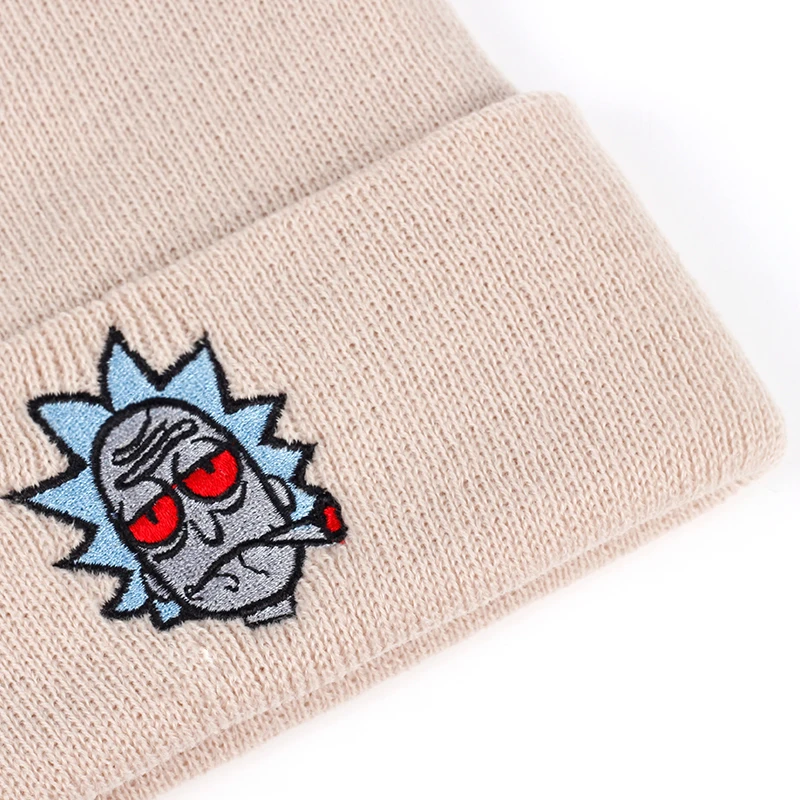 Rick and Morty Beanie Rick Smoking Шапки эластичный бренд вышивка теплая зимняя вязаная шапка Skullies США анимация лыжный красный повязка для глаз