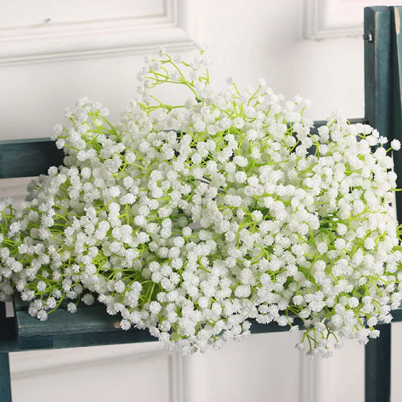 Hot Selling Artificial 11 Pieces White Babies Breath Flowers Fake Gypsophila DIY Floral Bouquets Arrangement Wedding Home Decor