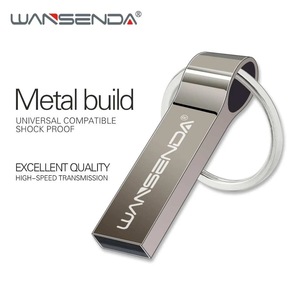 

WANSENDA Metal USB Flash Drive Key Chain Pen Drive 8GB 16GB 32GB 64GB Pendrive Waterproof USB Stick Flash Memory Disk