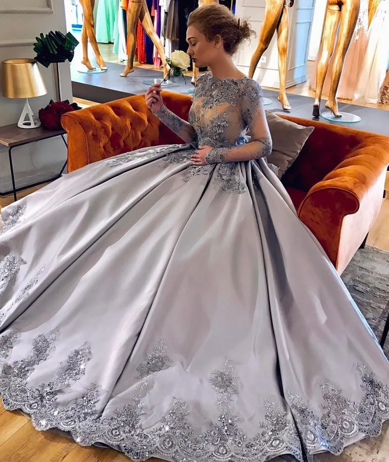 

Sexy Plus Size Arabic Muslim Ball Long Sleeve Evening Prom Dresses Gown 2019 Elegant Women Formal Gala Long Dress