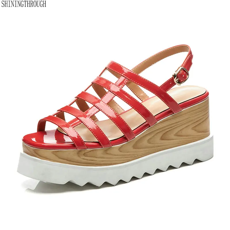 

Sandals Women Summer cow Leather gladiator wedges Shoes Female Sandals Women high Heels shoes woman