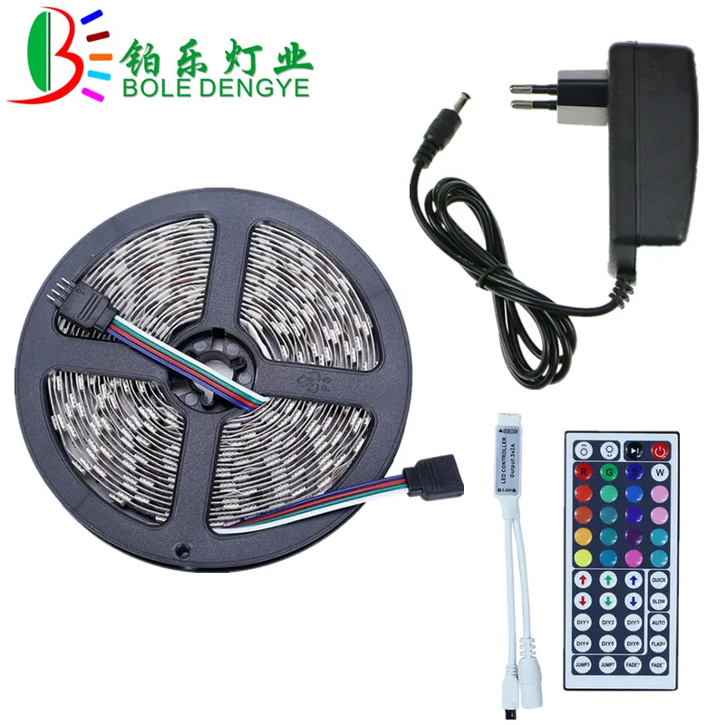 SMD 5050 RGB Светодиодные ленты 5 м 10 м 15 м 12V 30 светодиодный s/M Водонепроницаемый гибкий светодиодный лента белая веревка светильник+ 44key контроллер+ 12V Мощность