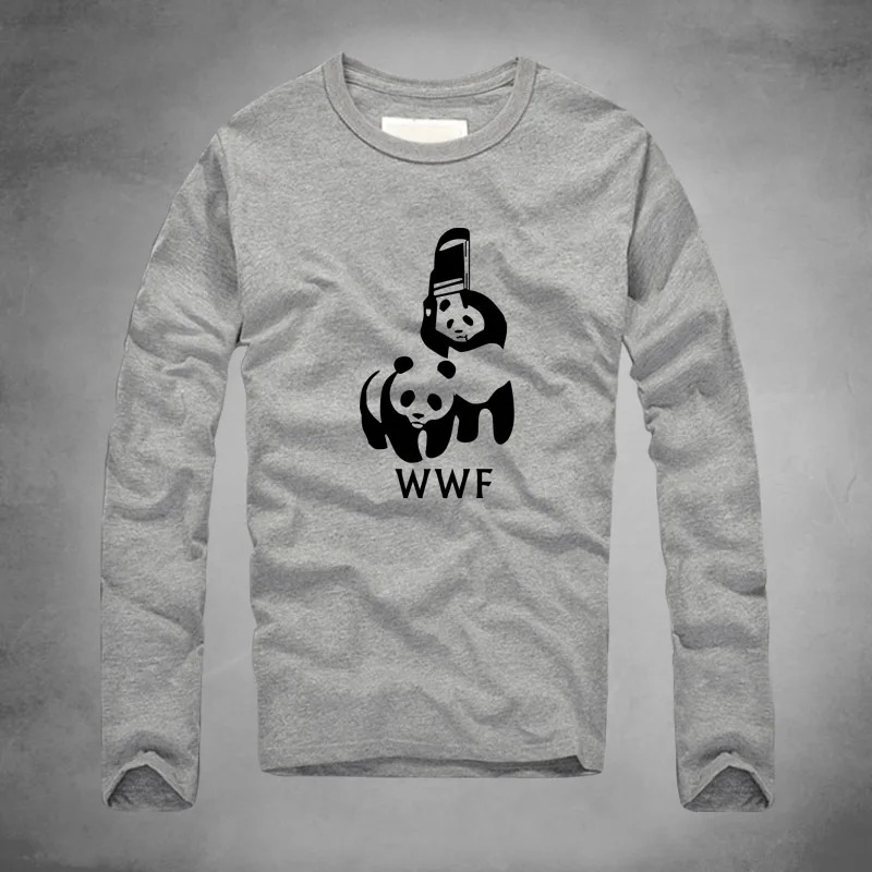 جديد المصارعة wwf الباندا الكوميديا مطبوعة كم طويل بارد تي شيرت أوم camiseta شيرت للجنسين 100% القطن عارضة تي شيرت جديد المصارعة wwf الباندا الكوميديا مطبوعة كم طويل بارد تي شيرت أوم camiseta شيرت للجنسين 100% القطن عارضة تي شيرت