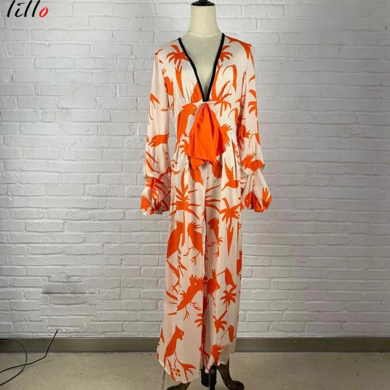 Bo-mio-Manga-Lanterna-Flor-Imprimir-Macac-es-Sexy-Com-Decote-Em-V-Bow-Tie-Macac (2)