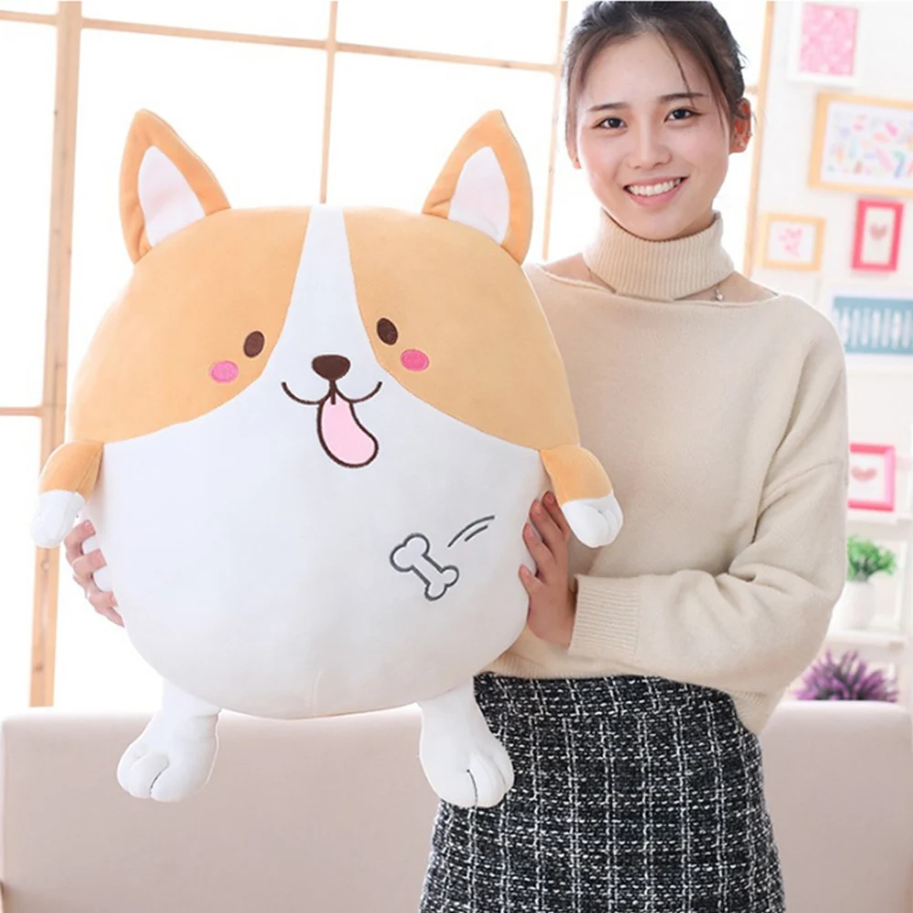 

Fancytrader Soft Corgi Plush Pillow Toys Big 60cm Stuffed Animals Dogs Doll 60cm for Kids 3 Models