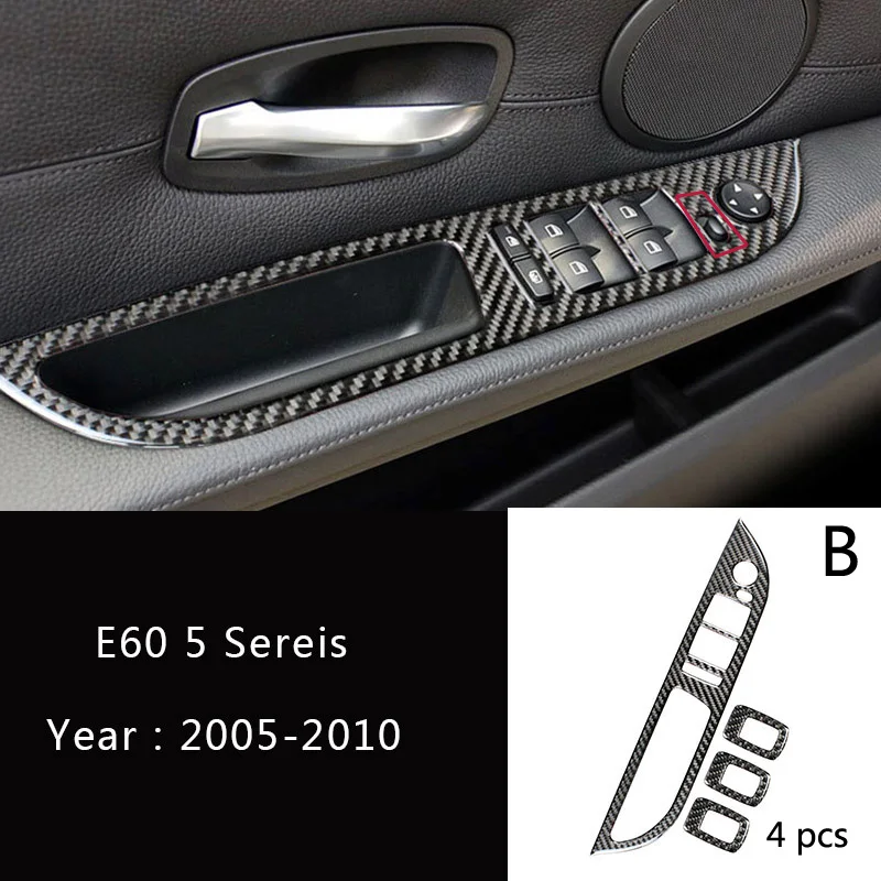Углеродное волокно салона автомобиля переключения передач кондиционер CD панель двери подлокотник декоративные полоски крышка отделка наклейки для BMW 5 серии E60 - Название цвета: B Type