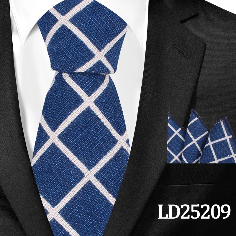 LD25209 Цветочный галстук с принтом и карманом Квадратные наборы хлопок белье Галстуки для мужчин плед тонкий галстук мужские костюмы для худой шеи галстук - Цвет: LD25209